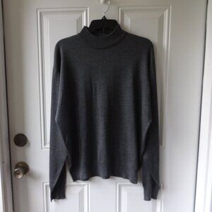 Anthology men's L, 100% silk sweater dark grey pull over round neck long sleeves